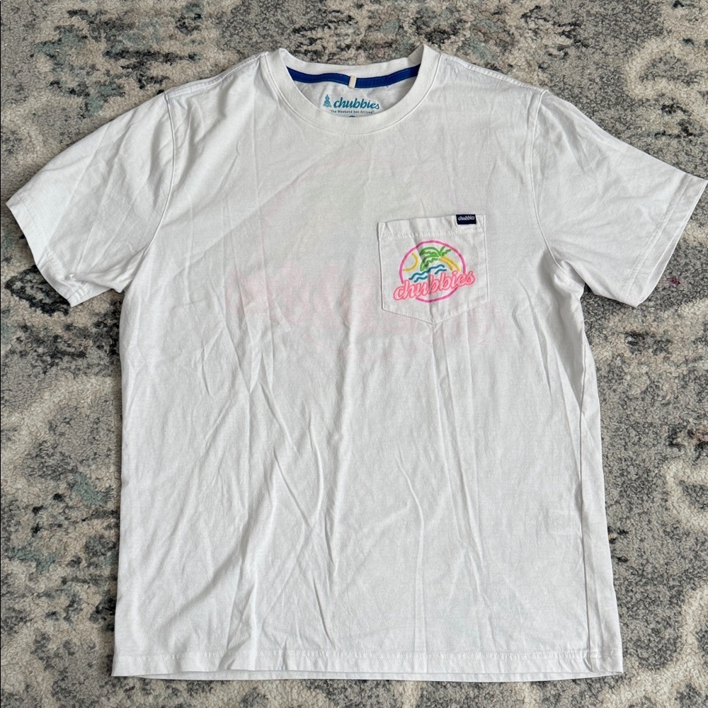 Chubbies White And Neon Pocket Tee